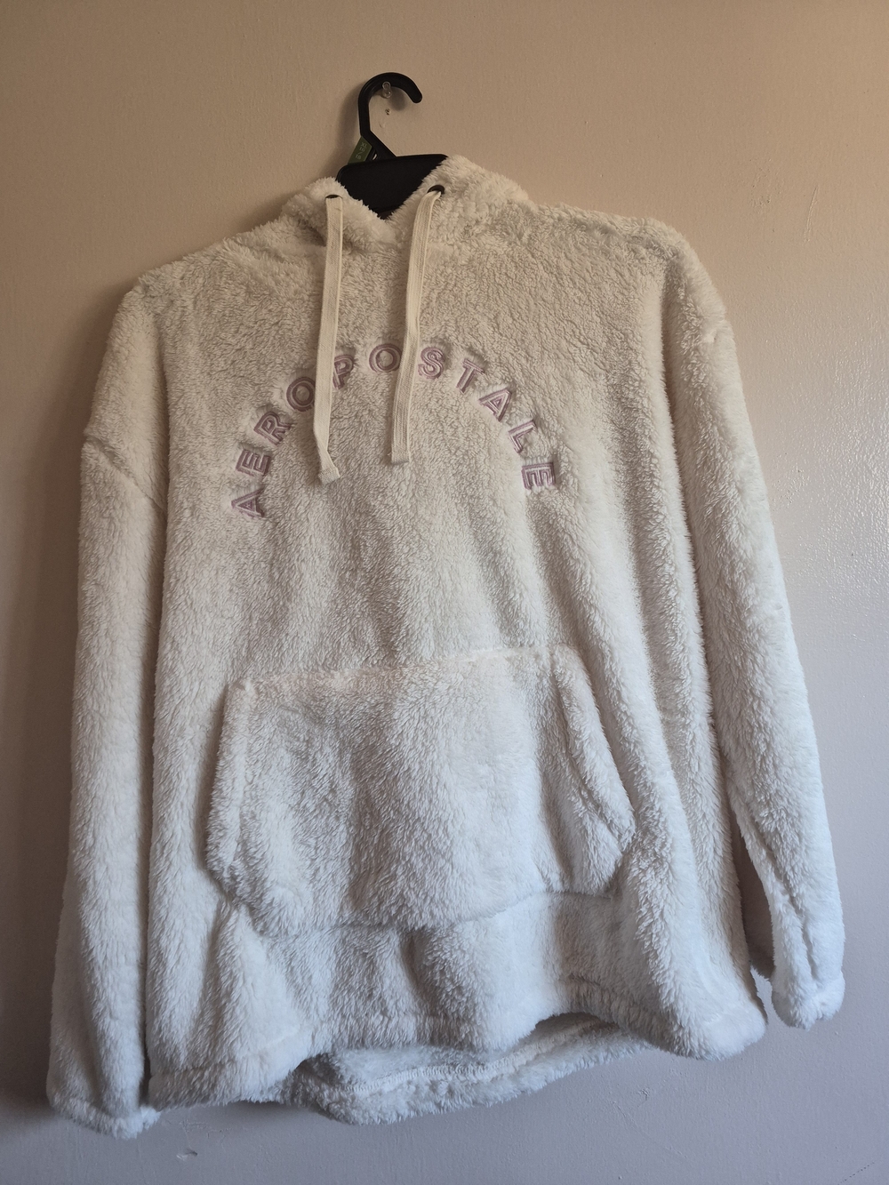 Aeropostale Women's Cream Plush Hoodie Sweater Size XL